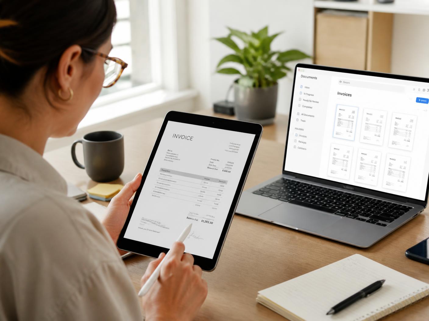 Spracovanie digitálnych dokladov na tablete a notebooku